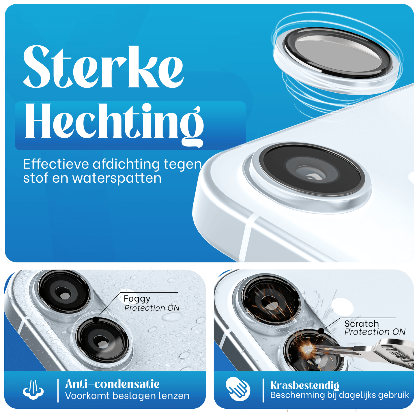 REOVO Camera Protector – Geschikt voor iPhone AIR - 0.05mm Slim Fit – Hemels Blauw -Titanium Frame – Anti-Kras & Schokbestendig