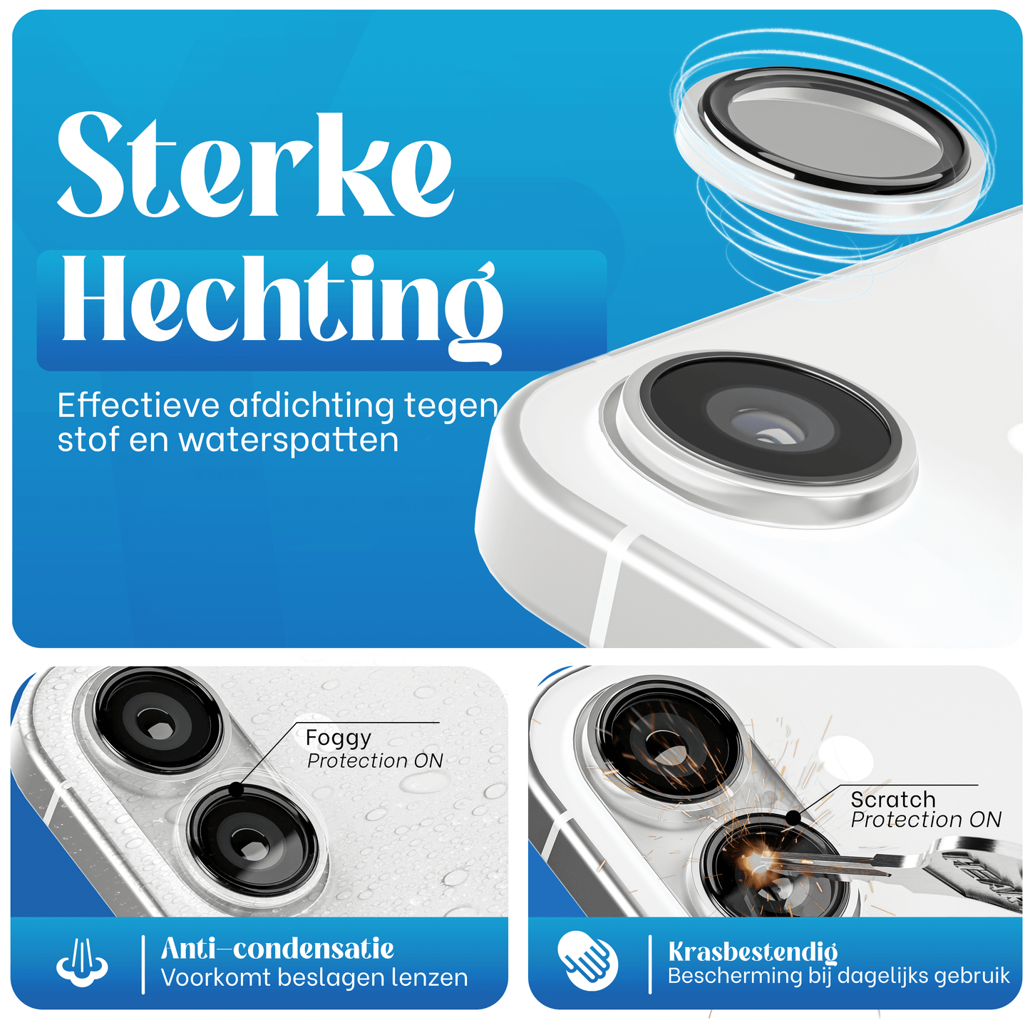 REOVO Camera Protector – Geschikt voor iPhone AIR - 0.05mm Slim Fit – Wolken wit -Titanium Frame – Anti-Kras & Schokbestendig