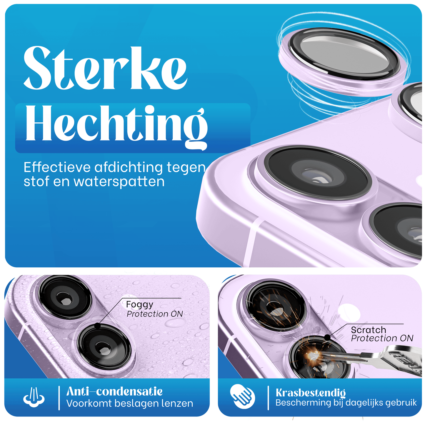 REOVO Camera Protector – Geschikt voor iPhone 17 - 0.05mm Slim Fit – Lavendel paars -Titanium Frame – Anti-Kras & Schokbestendig