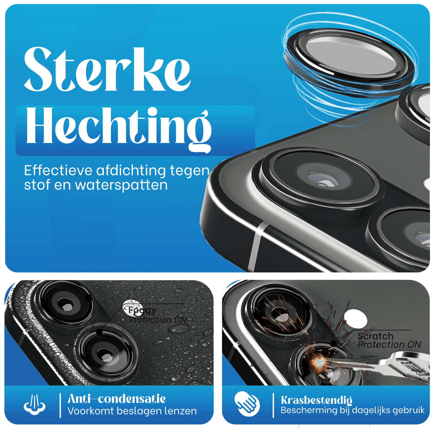 REOVO Camera Protector – Geschikt voor iPhone 17 - 0.05mm Slim Fit – Zwart -Titanium Frame – Anti-Kras & Schokbestendig