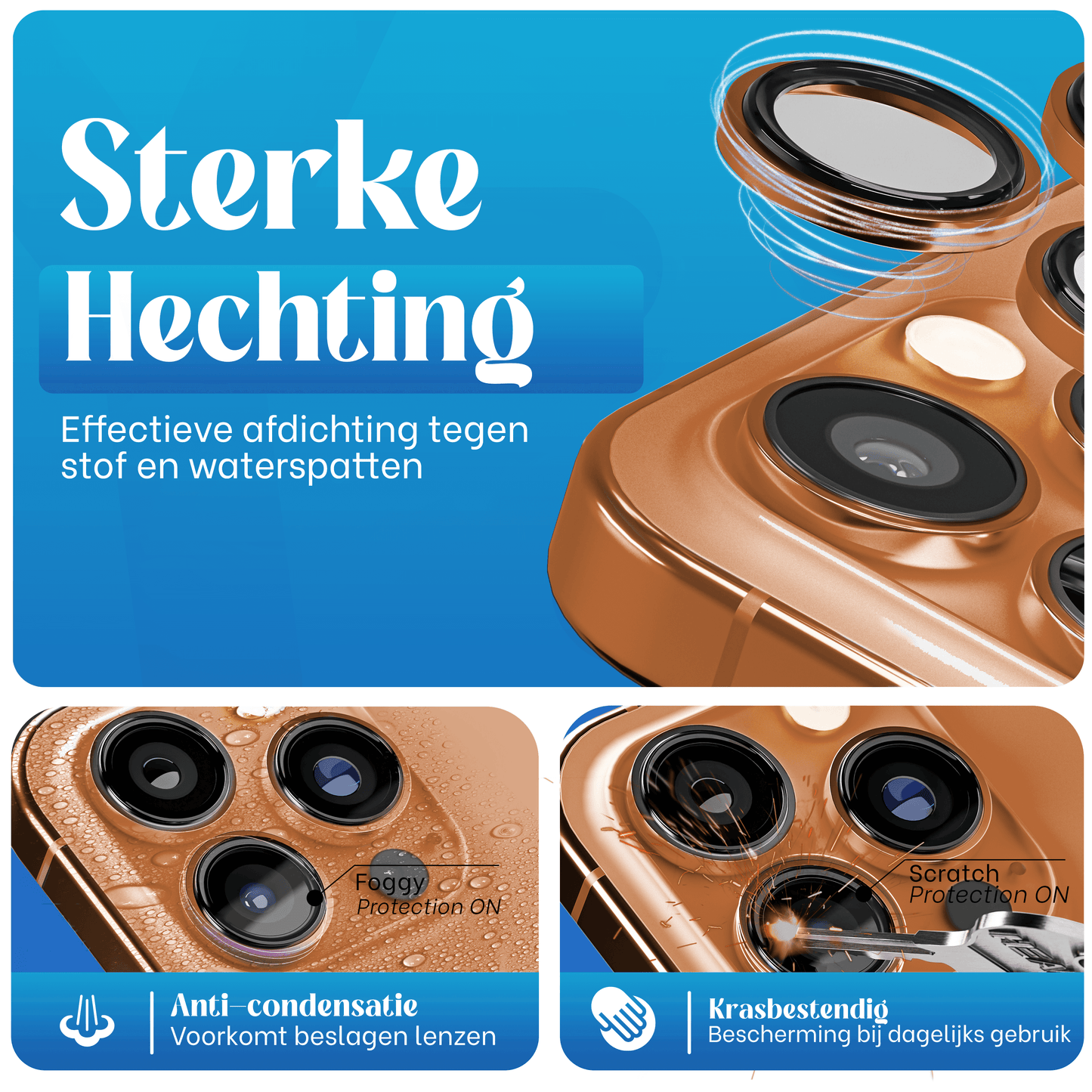 REOVO Camera Protector – Geschikt voor iPhone 17 Pro - 0.05mm Slim Fit – Oranje -Titanium Frame – Anti-Kras & Schokbestendig