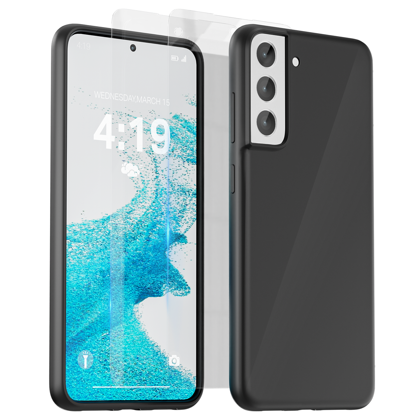 My Case Combo: Zwarte Siliconen Hoes met 2 Screenprotectors voor Samsung Galaxy S22 – Extra Veiligheid