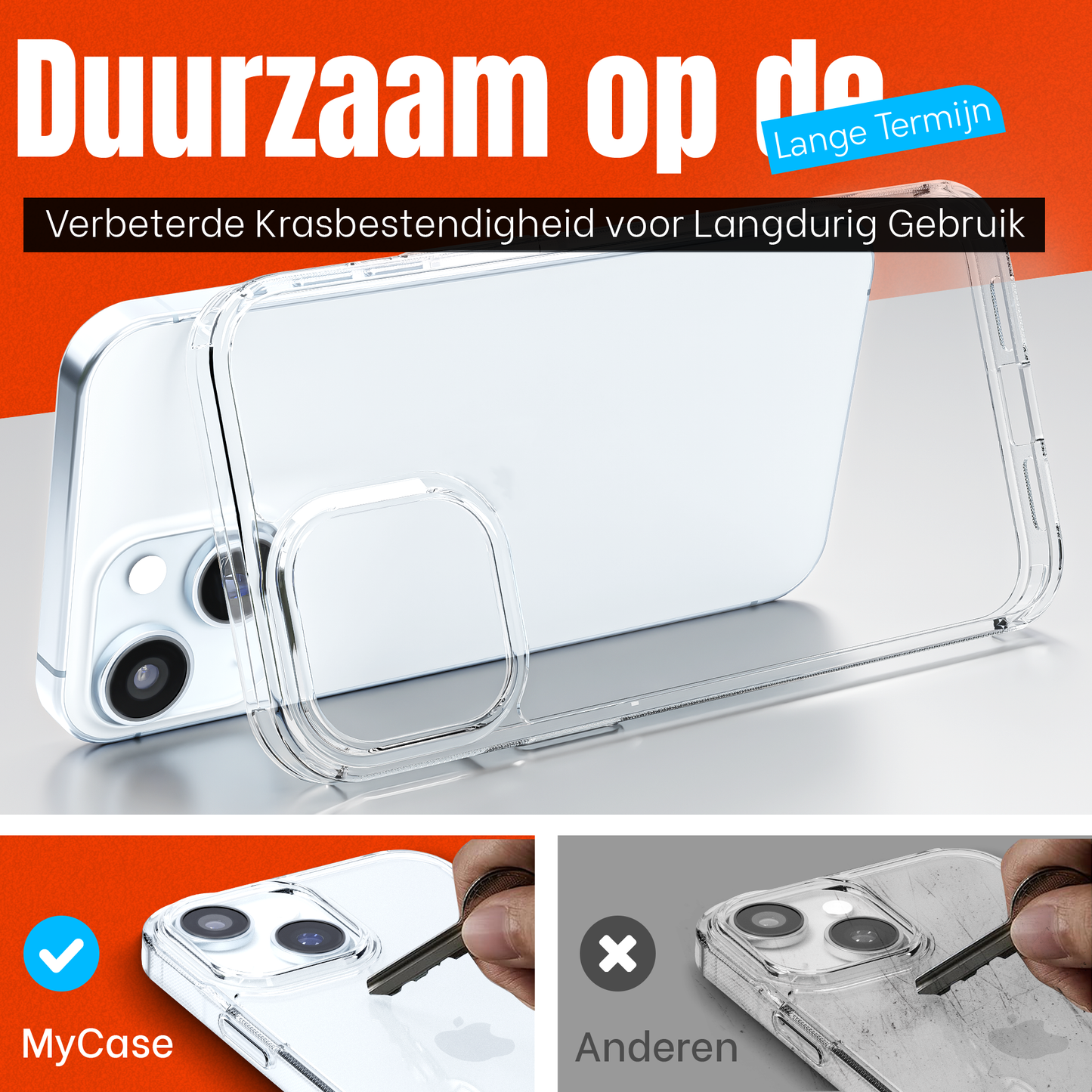 My Case Transparante Hoes voor iPhone 15 Plus – Langdurig Helder