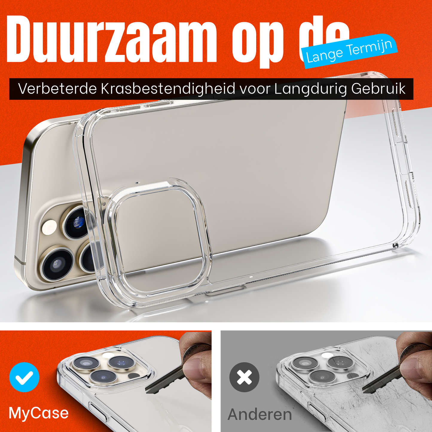 My Case Transparante Hoes voor iPhone 15 Pro Max – Langdurig Helder