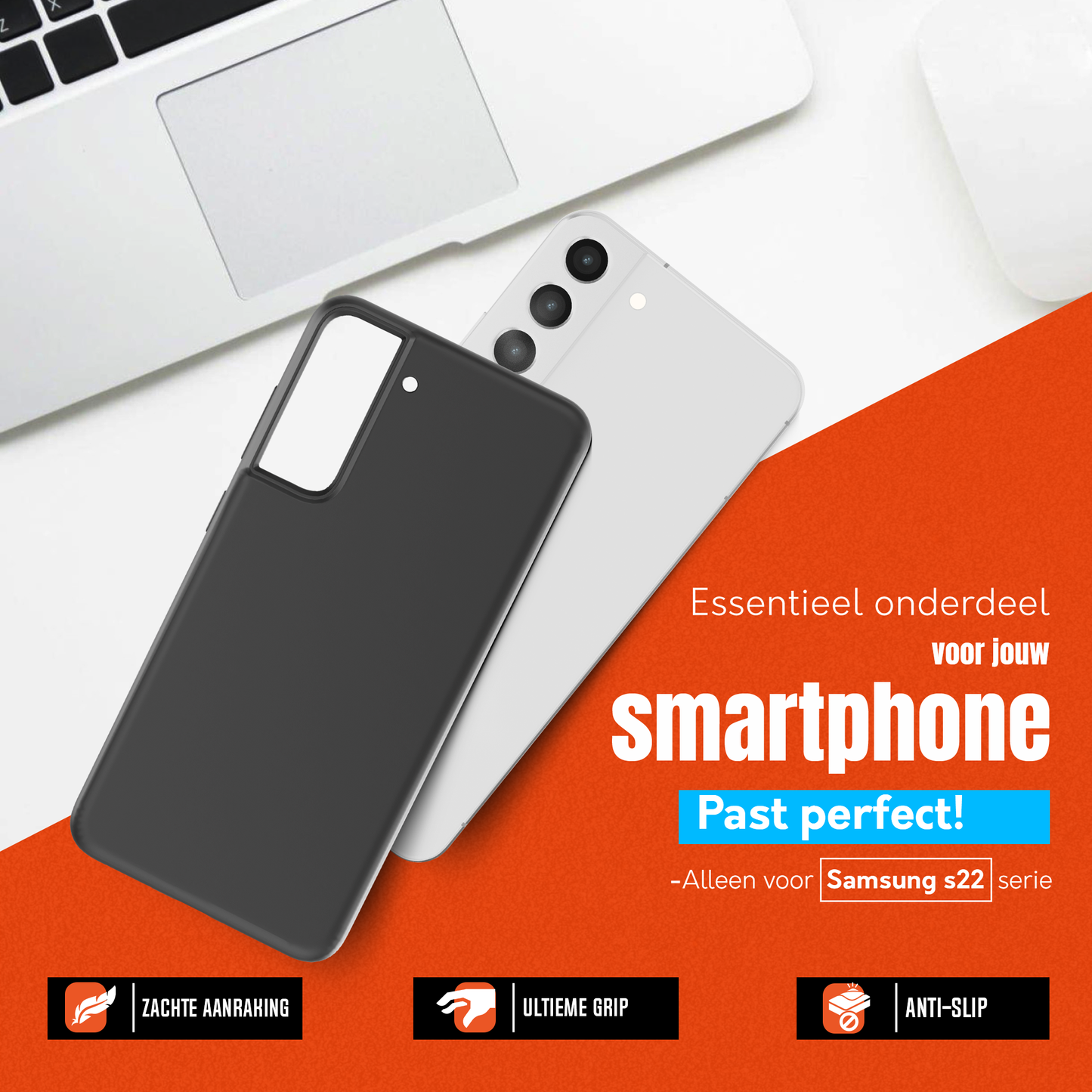 My Case Zwarte Siliconen Hoes voor Samsung Galaxy S22 – Slank Maar Beschermend