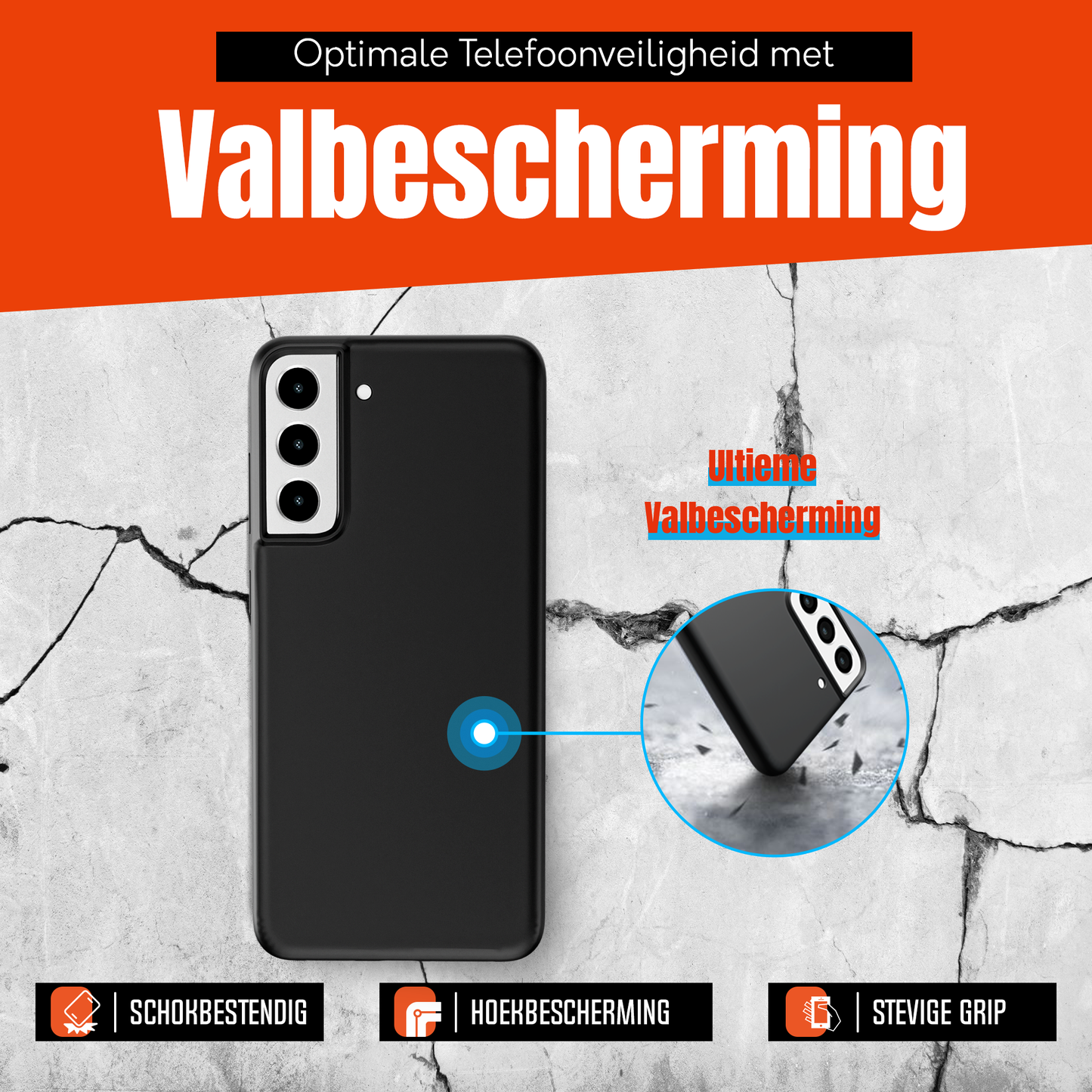 My Case Zwarte Siliconen Hoes voor Samsung Galaxy S22 – Slank Maar Beschermend