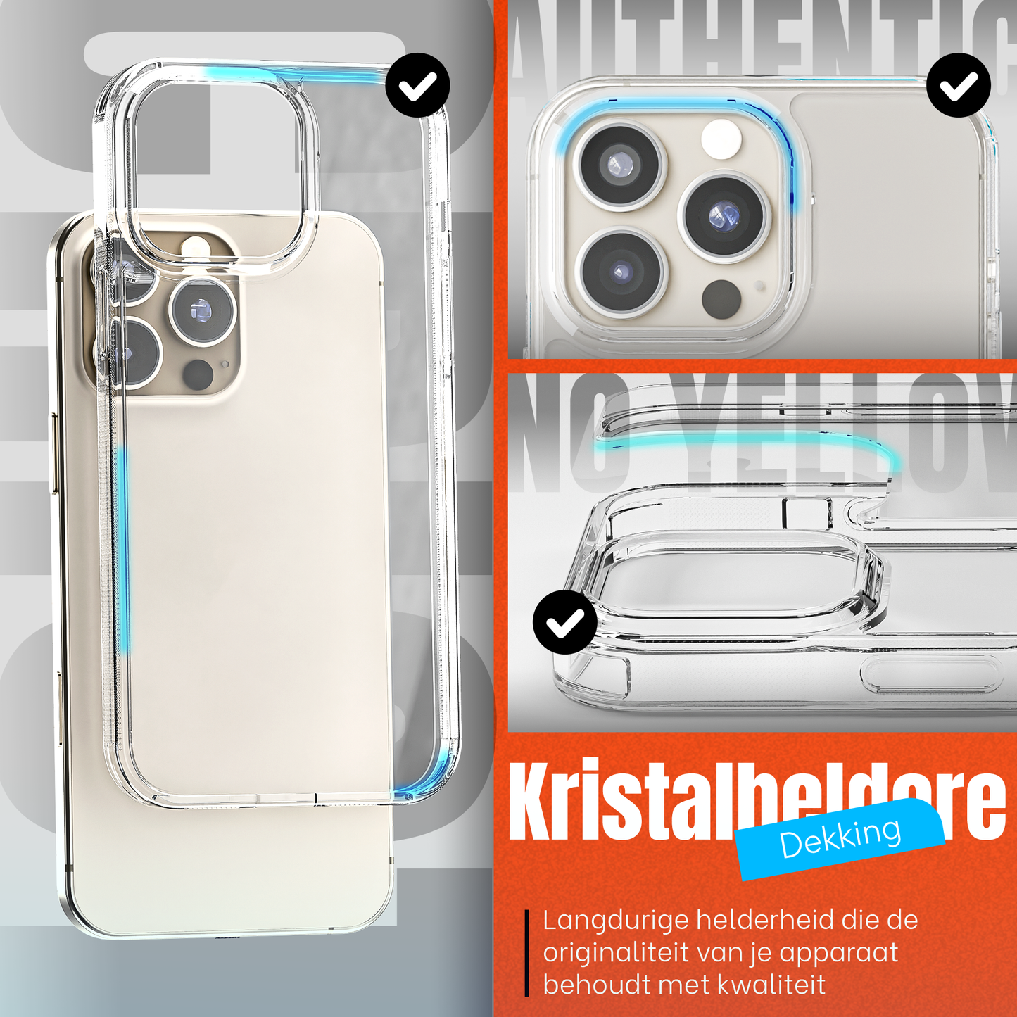 My Case Transparante Hoes voor iPhone 15 Pro – Langdurig Helder