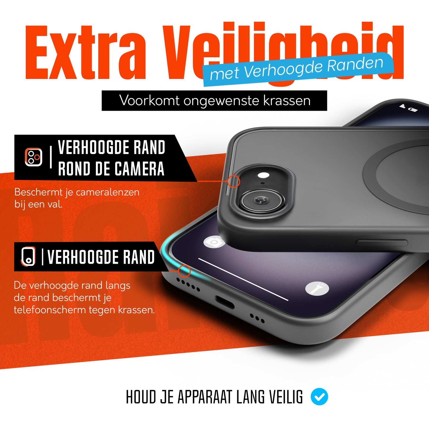 My Case Zwart MagSafe Hoesje voor iPhone 16E – Slank & Sterk Telefoonhoesje