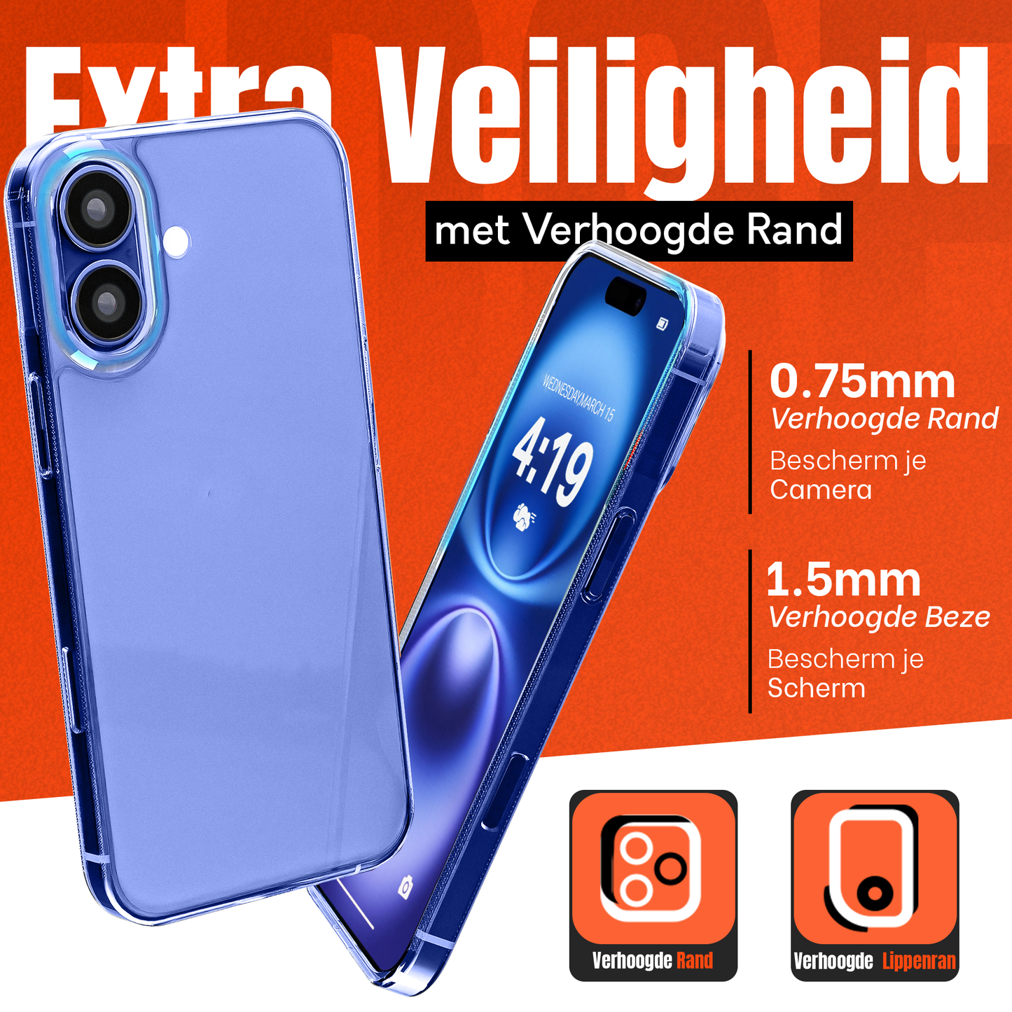 My Case Transparante Hoesje voor Apple iPhone 16 – Langdurig Helder
