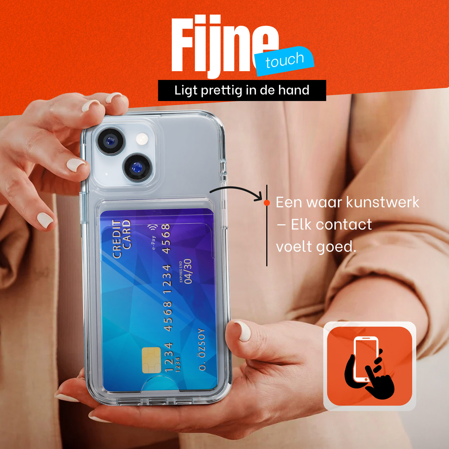 Crystal Clear Hard Case with Card Holder for iPhone 15