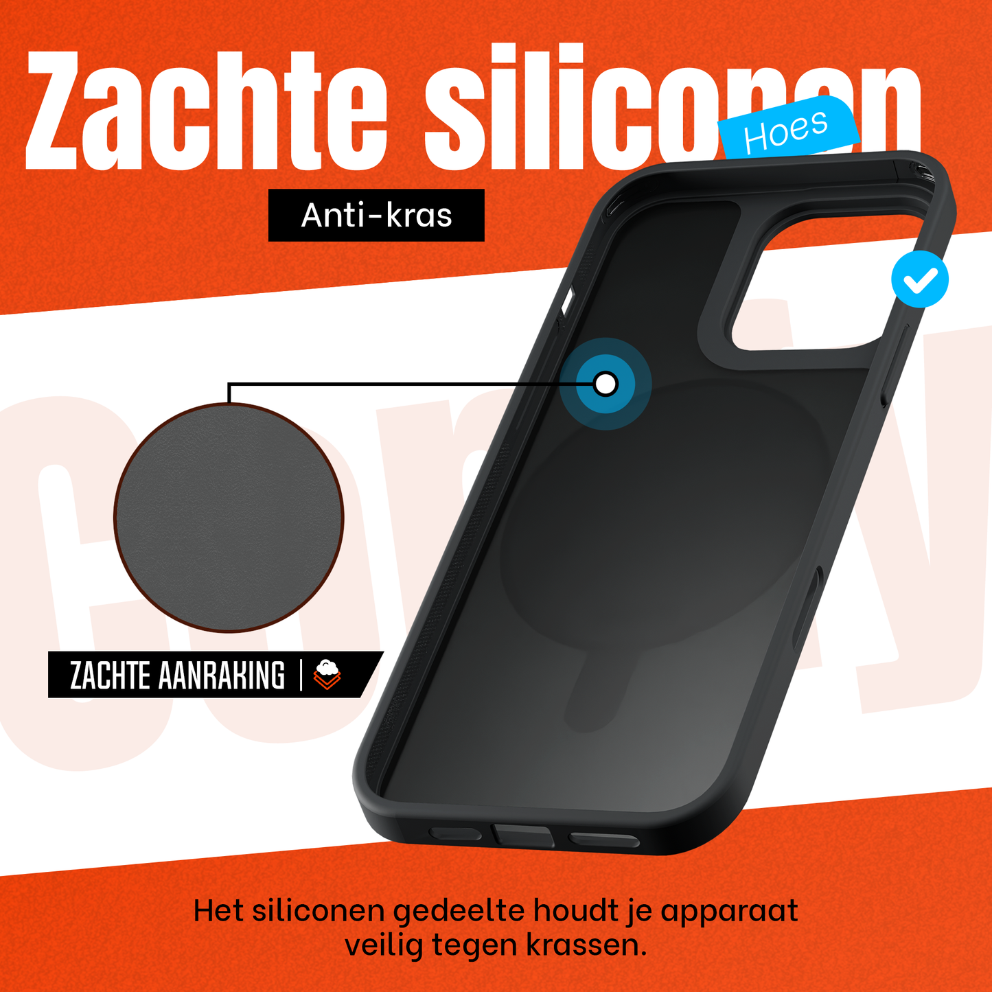 iPhone 16 Pro Hoesje – Shockproof MagSafe Case met 360 Ring Stand Zwart