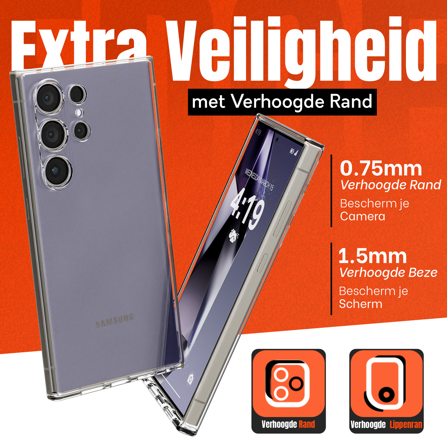 My Case Transparante Hoes voor Samsung Galaxy S24 Ultra – Langdurig Helder