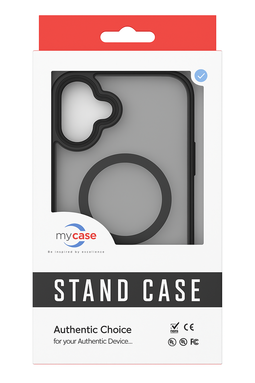 My Case - Hoesje geschikt voor iPhone 16 MagSafe - Zwart - Draadloos Opladen - Standaard - Soepele Metalen Knoppen