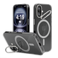 iPhone 16 Hoesje – Transparant MagSafe Case met Metalen Stand & Oranje Button