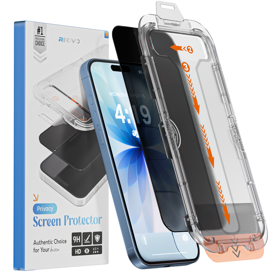 REOVO Privacy Screen Protector - Geschikt voor iPhone 17 - Gorilla Glass Extra Hard - Installatie Tool
