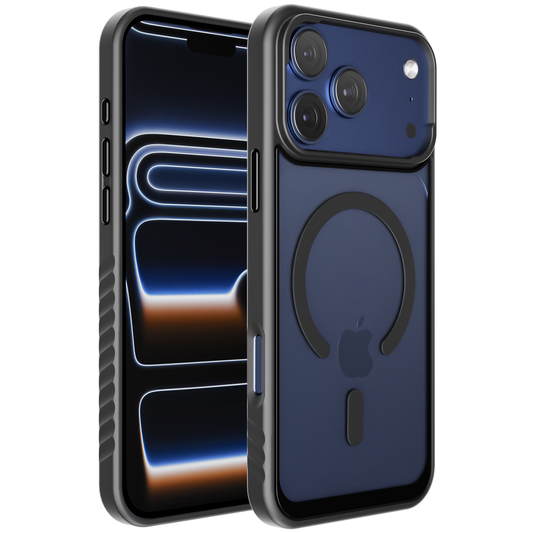 Reovo - Hoesje geschikt voor iPhone 17 Pro Max - Zwart - Transparant - geschikt voor MagSafe - Anti-slip case