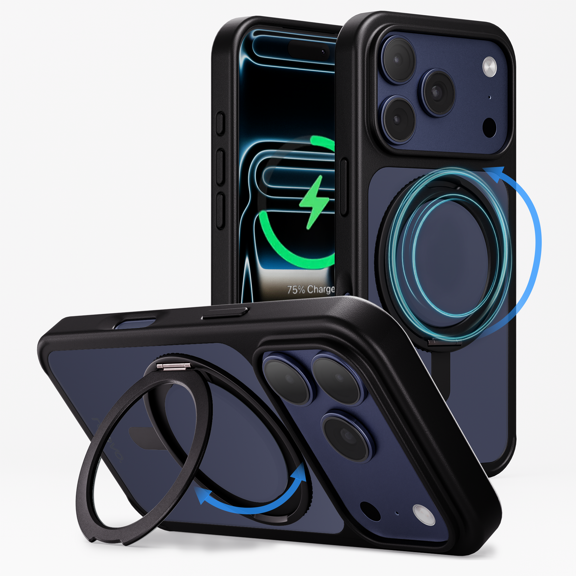 iPhone 17 Pro hoesje Zwart Magsafe 360 telefoonstandaard