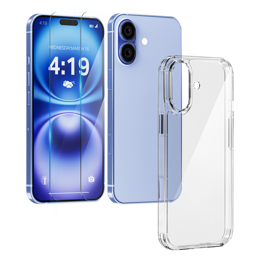 My Case Combo: Transparante Hoes met 2 Screenprotectors voor iPhone 16 – Extra Veiligheid