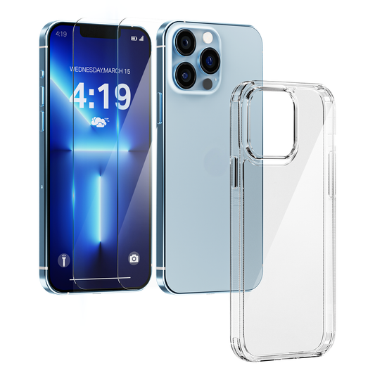 My Case Combo: Transparante Hoes met 2 Screenprotectors voor iPhone 13 Pro – Extra Veiligheid