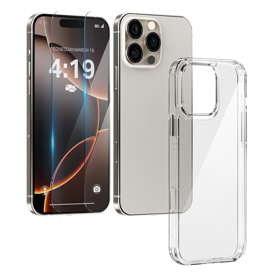 My Case Combo: Transparante Hoes met 2 Screenprotectors voor iPhone 16 Pro – Extra Veiligheid