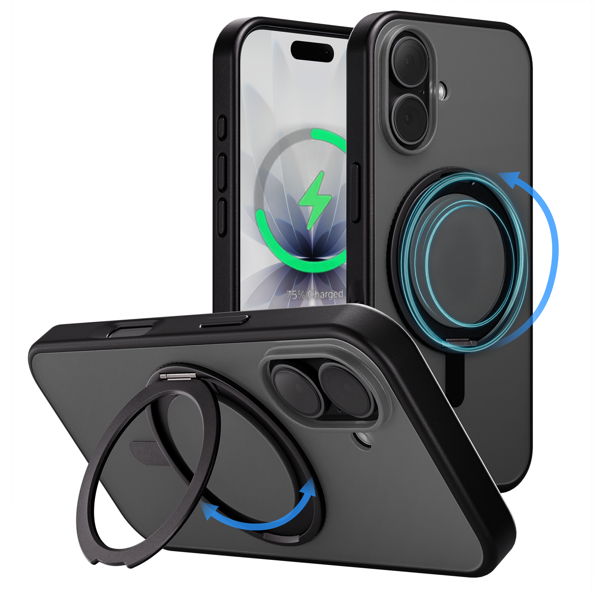 iPhone 17 hoesje Zwart Magsafe 360 telefoonstandaard