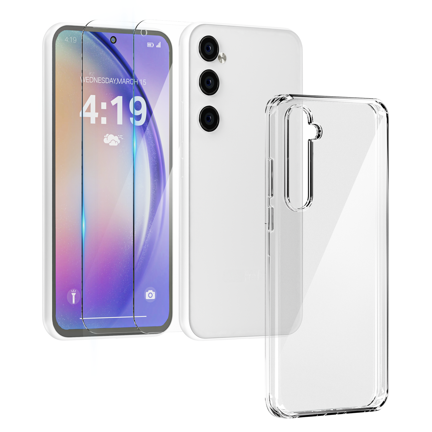 My Case Combo: Transparante Hoes met 2 Screenprotectors voor Samsung Galaxy A54 – Extra Veiligheid