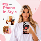 Reovo Cherry Hoesje - Geschikt voor iPhone 17 Pro - Hartvormige Zuignap Grip & Telefoonstandaard - Zwart/rood