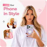 Reovo Dots Hoesje - Geschikt voor iPhone 17 Pro - Hartvormige Zuignap Grip & Telefoonstandaard - Zwart/Roze
