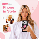 Reovo Bow Hoesje - Geschikt voor iPhone 17 Pro - Hartvormige Zuignap Grip & Telefoonstandaard - Zwart/Roze