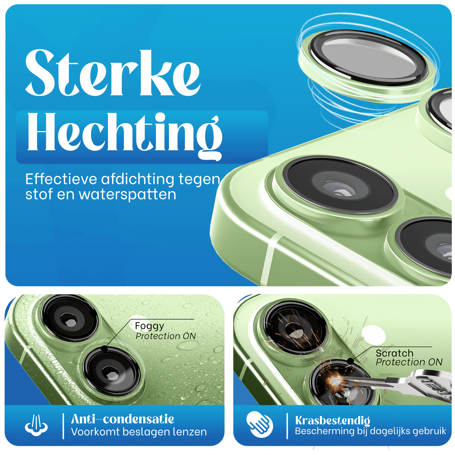 REOVO Camera Protector – Geschikt voor iPhone 17 - 0.05mm Slim Fit – Salie groen -Titanium Frame – Anti-Kras & Schokbestendig
