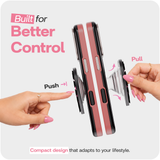 Reovo Bow Hoesje - Geschikt voor iPhone 17 Pro - Hartvormige Zuignap Grip & Telefoonstandaard - Zwart/Roze