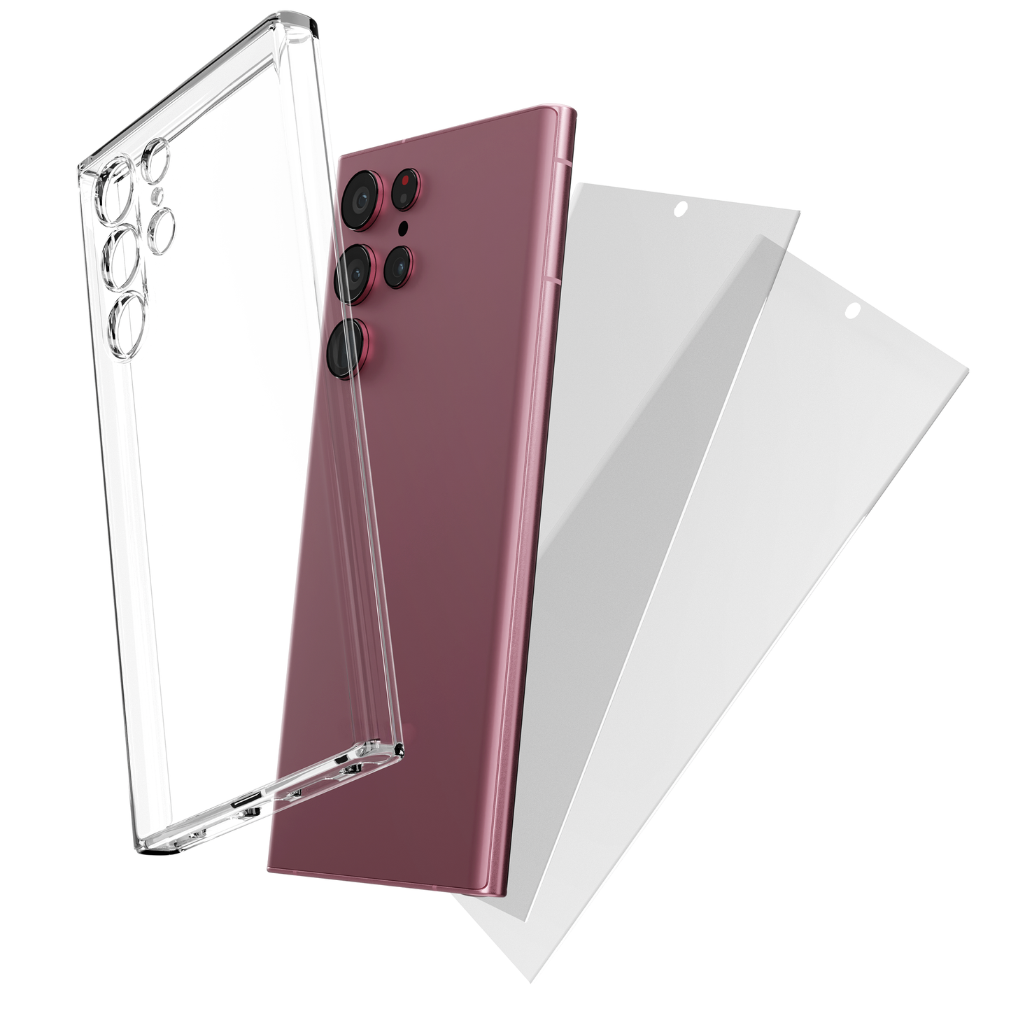 My Case Combo: Transparante Hoes met 2 Screenprotectors voor Samsung Galaxy S22 Ultra – Extra Veiligheid