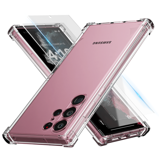 iTech Combo: 2 Screenprotectors & 1 Bumper Hoes voor Samsung Galaxy S22 Ultra – 3-in-1 Bescherming