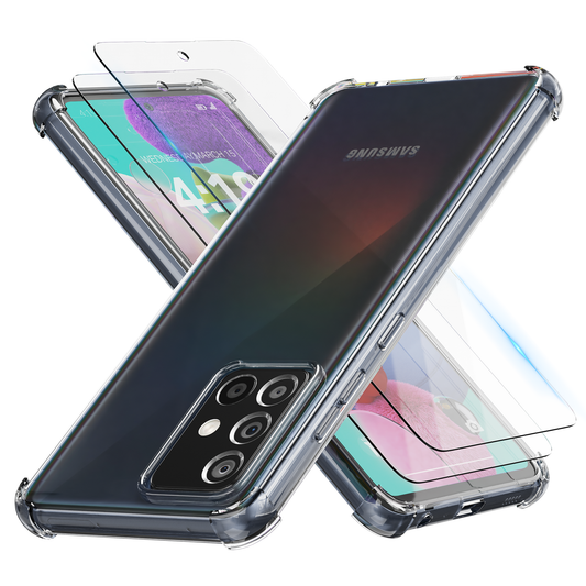 iTech Combo: 2 Screenprotectors & 1 Bumper Hoes voor Samsung Galaxy A51 – 3-in-1 Bescherming