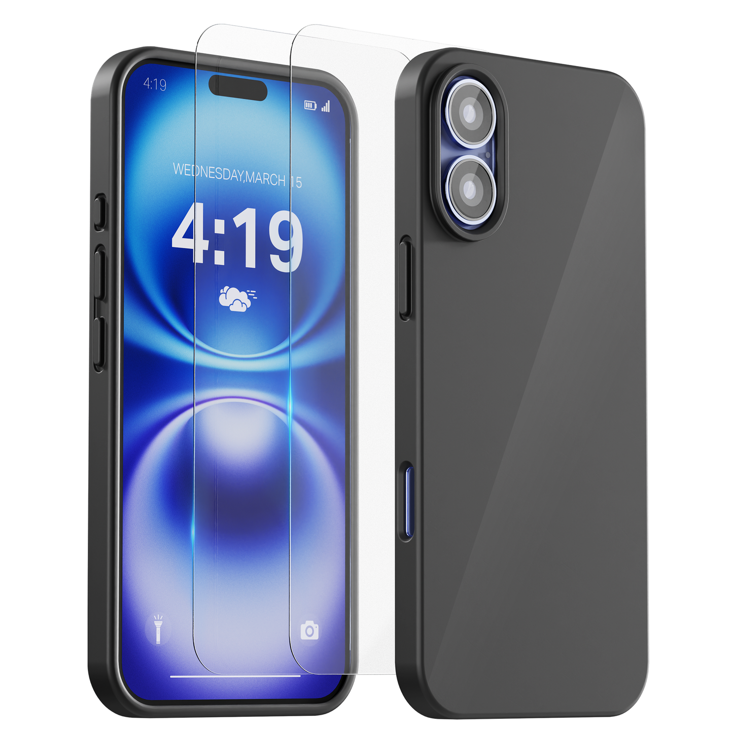 My Case Combo: Zwarte Siliconen Hoes met 2 Screenprotectors voor iPhone 16 Plus – Extra Veiligheid