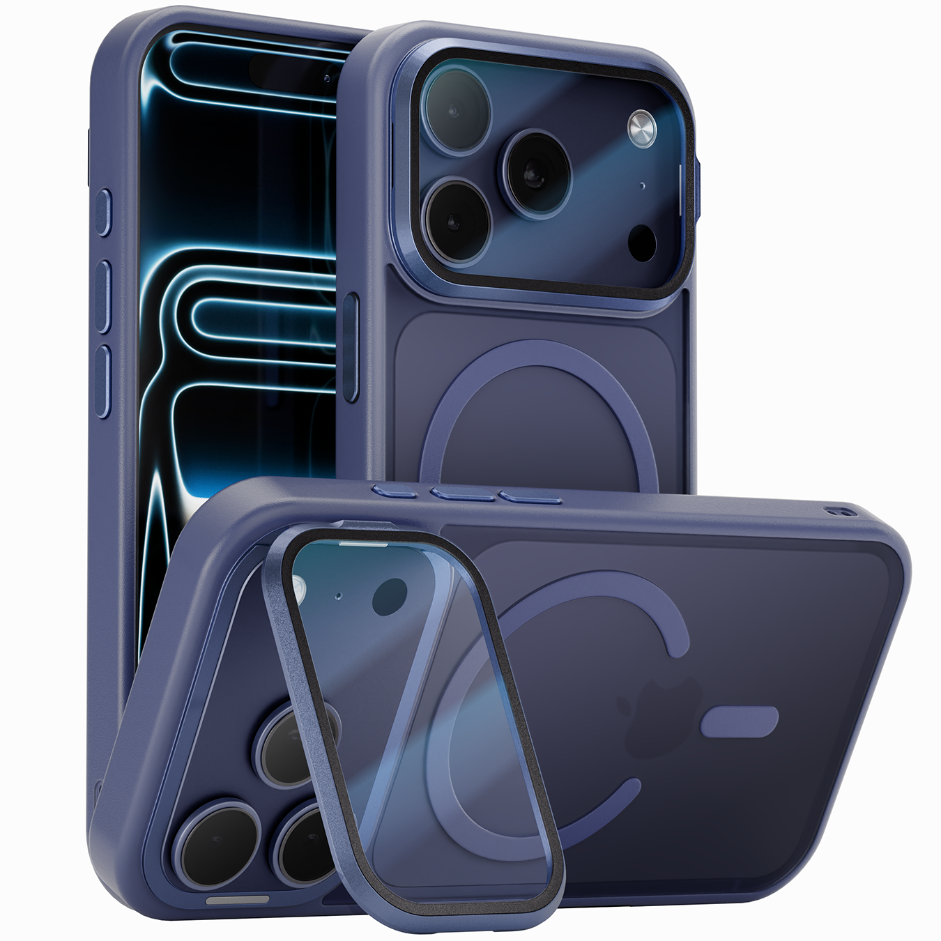 Reovo GuardCore Hoesje Geschikt voor iPhone 17 Pro - Geschikt voor MagSafe - Donkerblauw