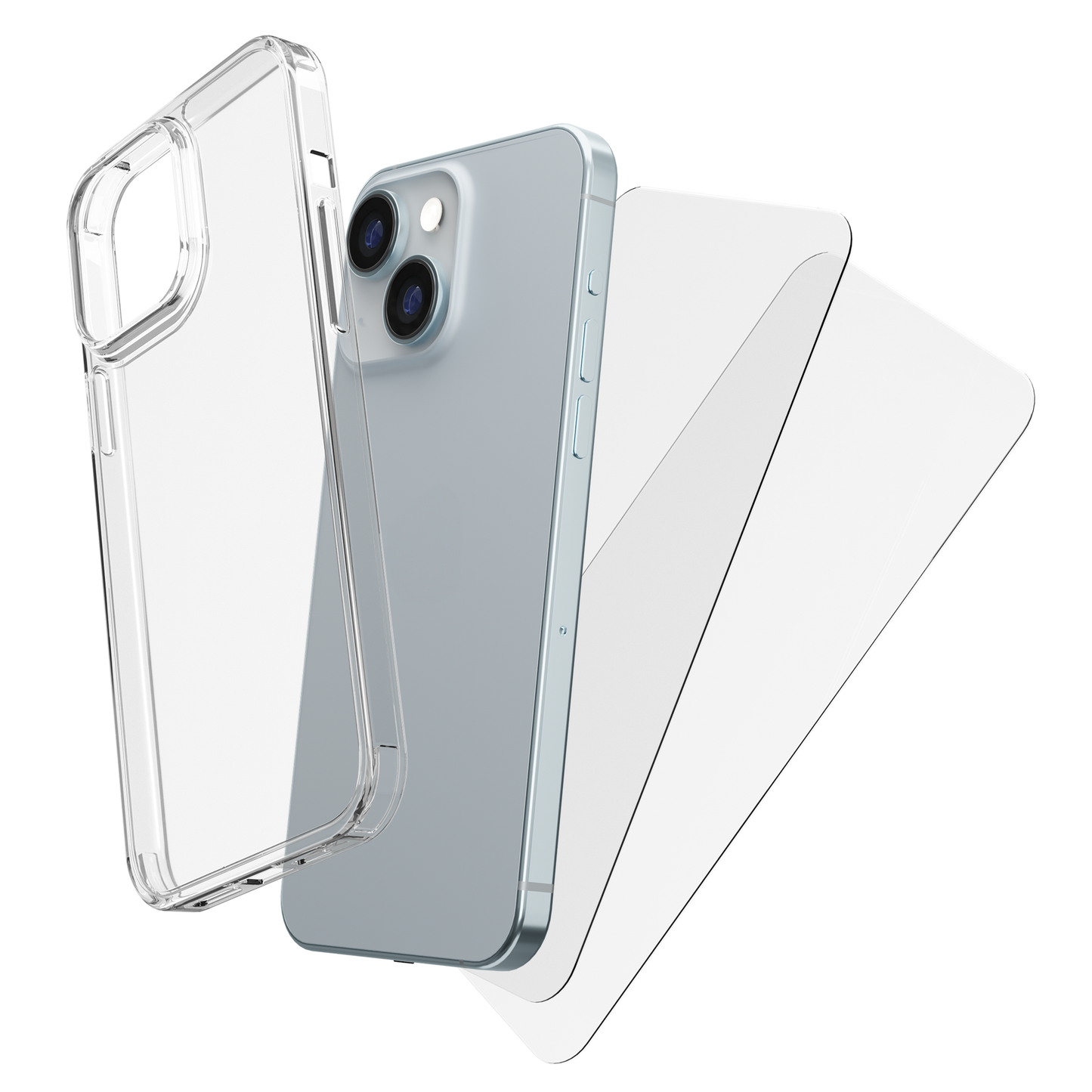 My Case Combo: Transparante Hoes met 2 Screenprotectors voor iPhone 15 – Extra Veiligheid