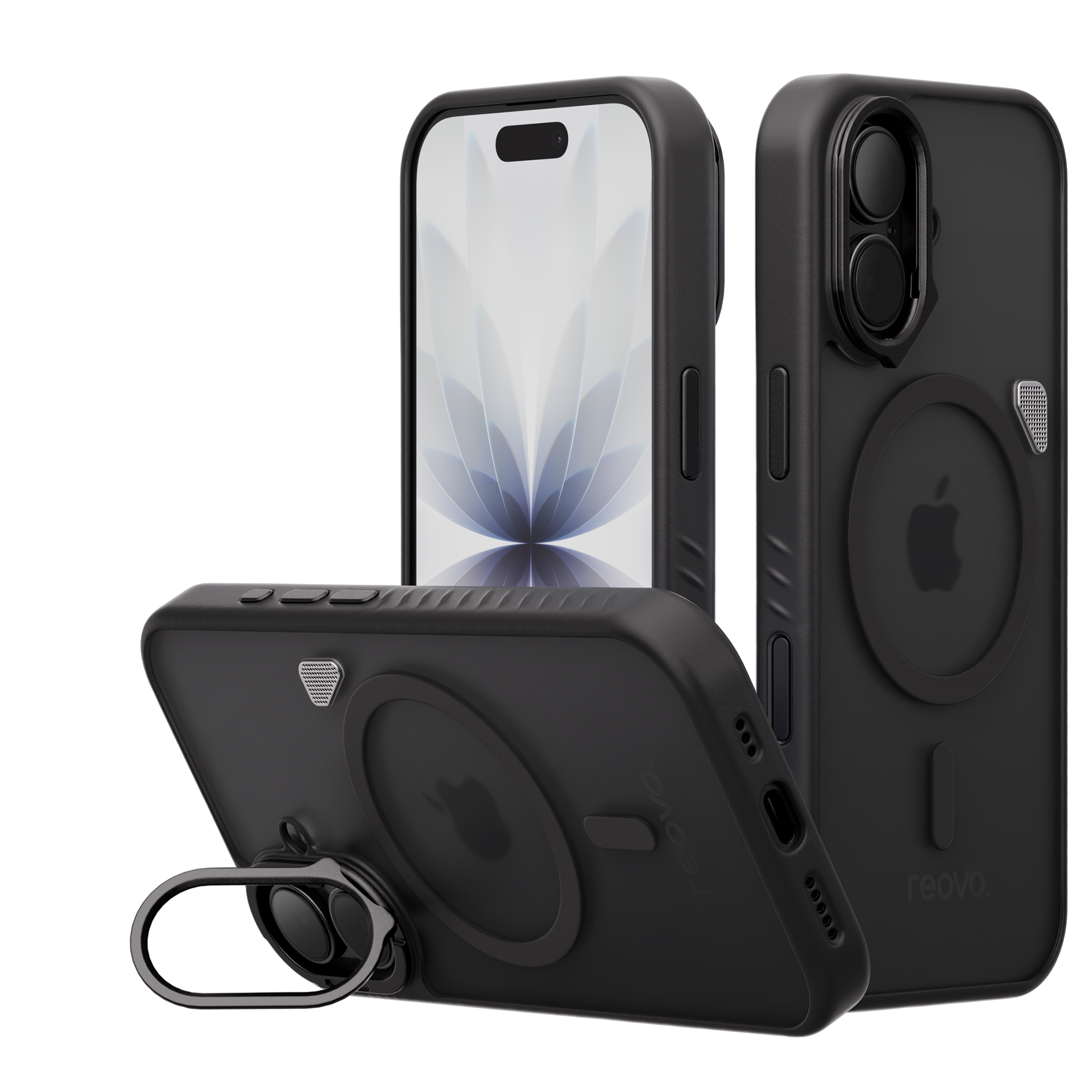 Reovo - Hoesje Geschikt voor iPhone 17 - Camera standaard - Geschikt voor MagSafe - Zwart - anti-val technologie