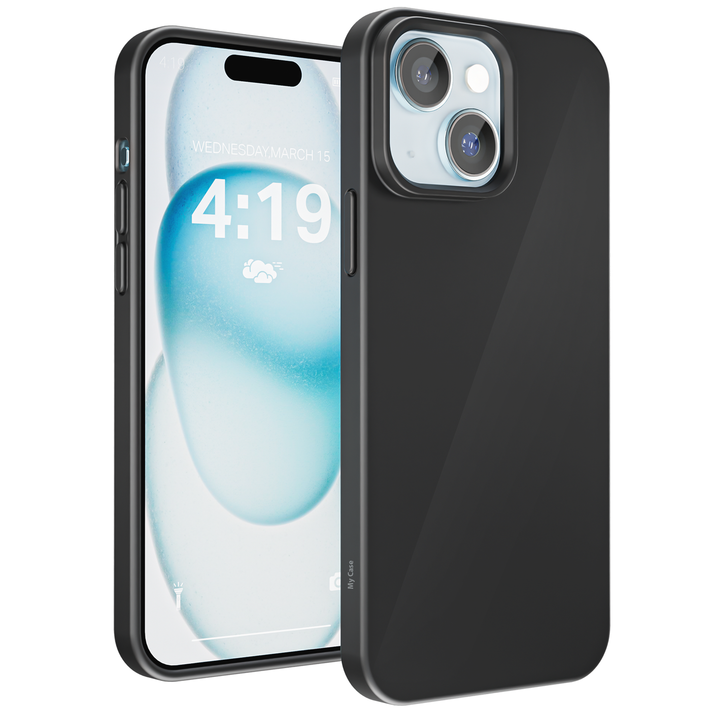 My Case Zwarte Siliconen Hoes voor iPhone 15 – Slank Maar Beschermend