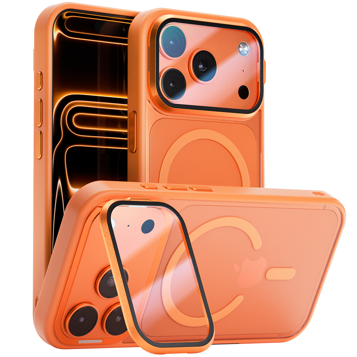 Reovo GuardCore Hoesje Geschikt voor iPhone 17 Pro - Geschikt voor MagSafe - Oranje