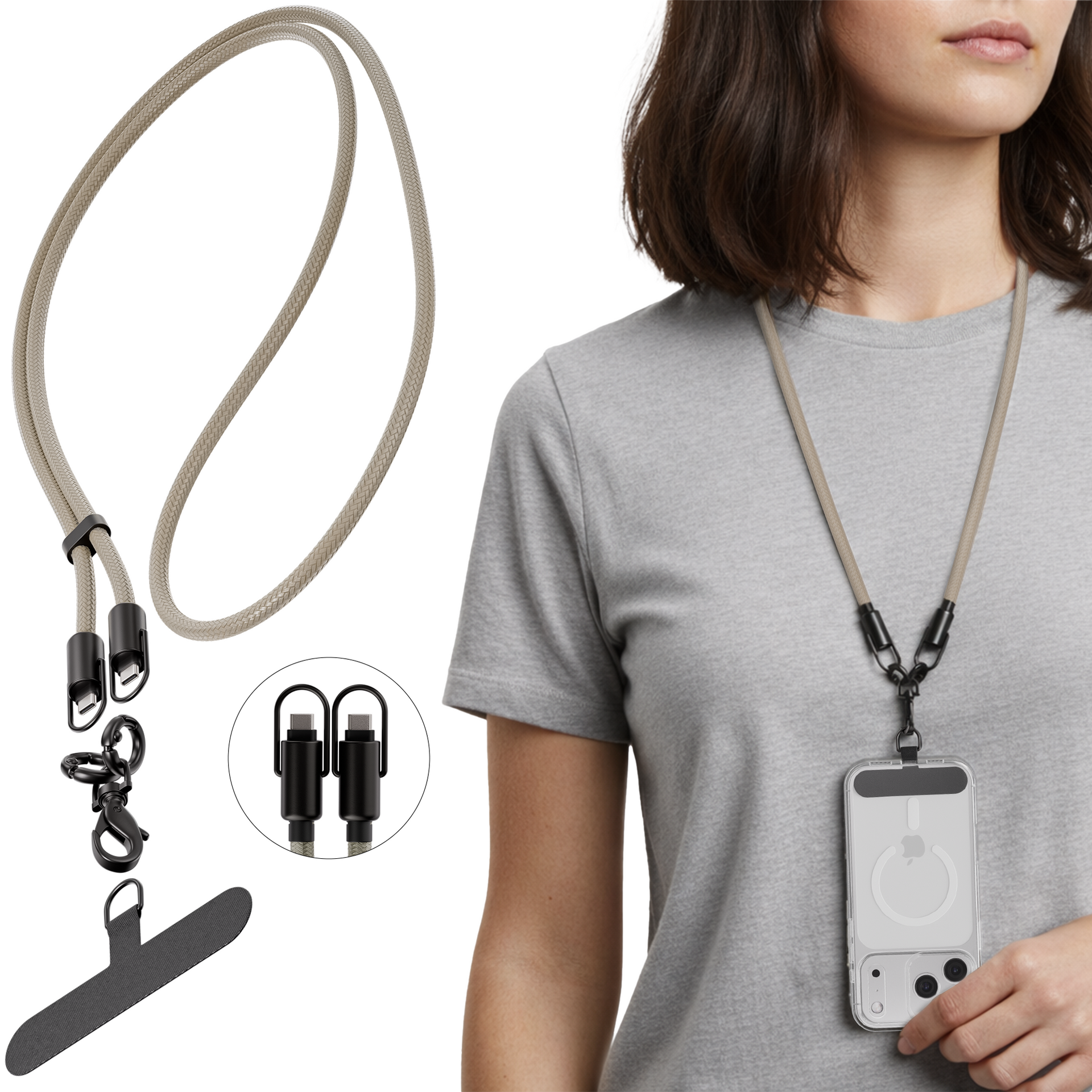 Reovo - Phone cord with in built Data Cable 1.5M