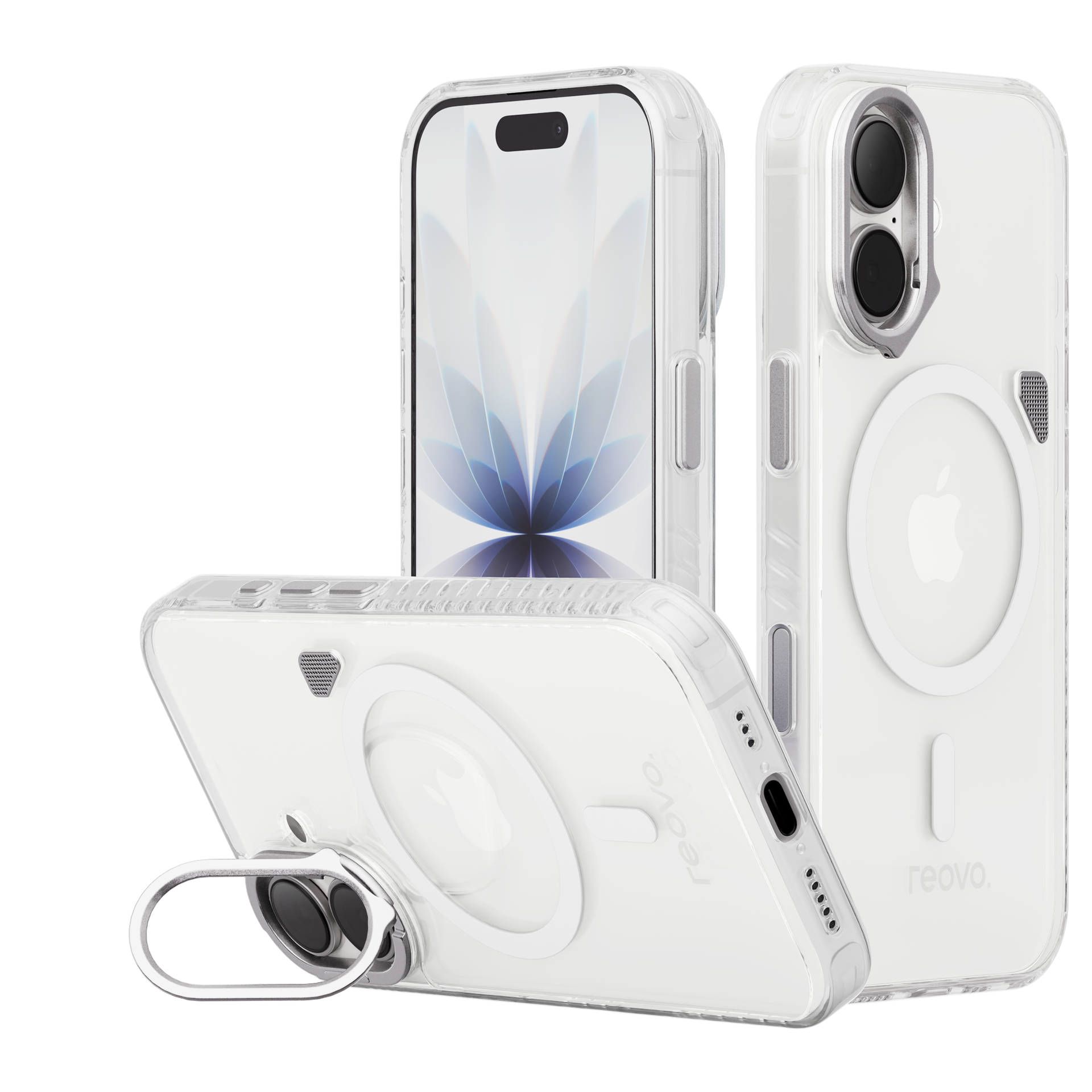 Reovo - Hoesje Geschikt voor iPhone 17 - Camera standaard - Geschikt voor MagSafe - Transparant - anti-val technologie