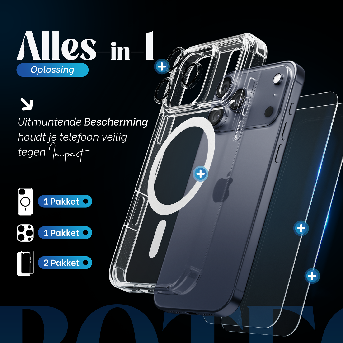 iPhone 17 Pro hoesje Transparant - screenprotector - camera protector