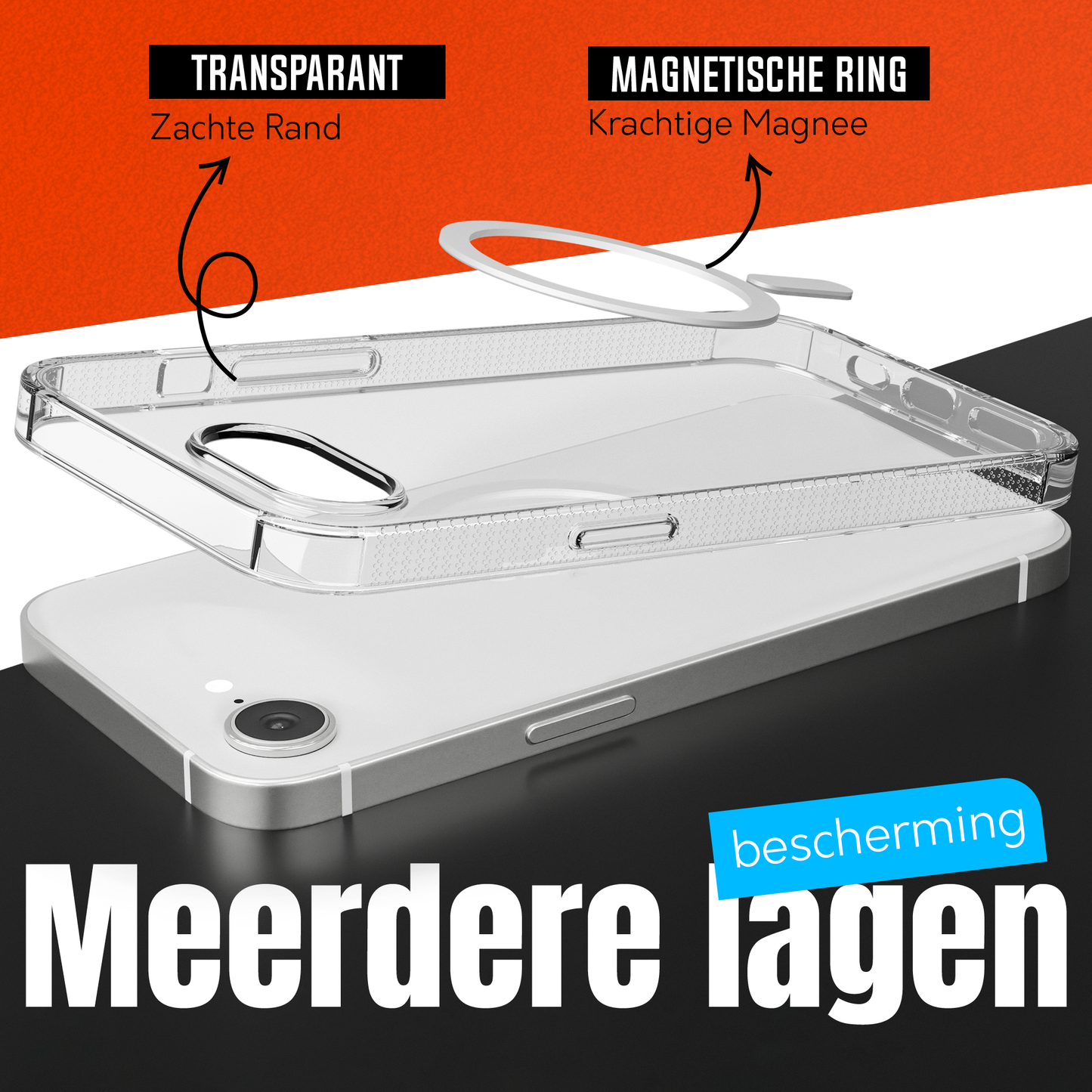 My Case Transparant MagSafe Hoesje voor iPhone 16e – Slank, Sterk & MagSafe-Klaar