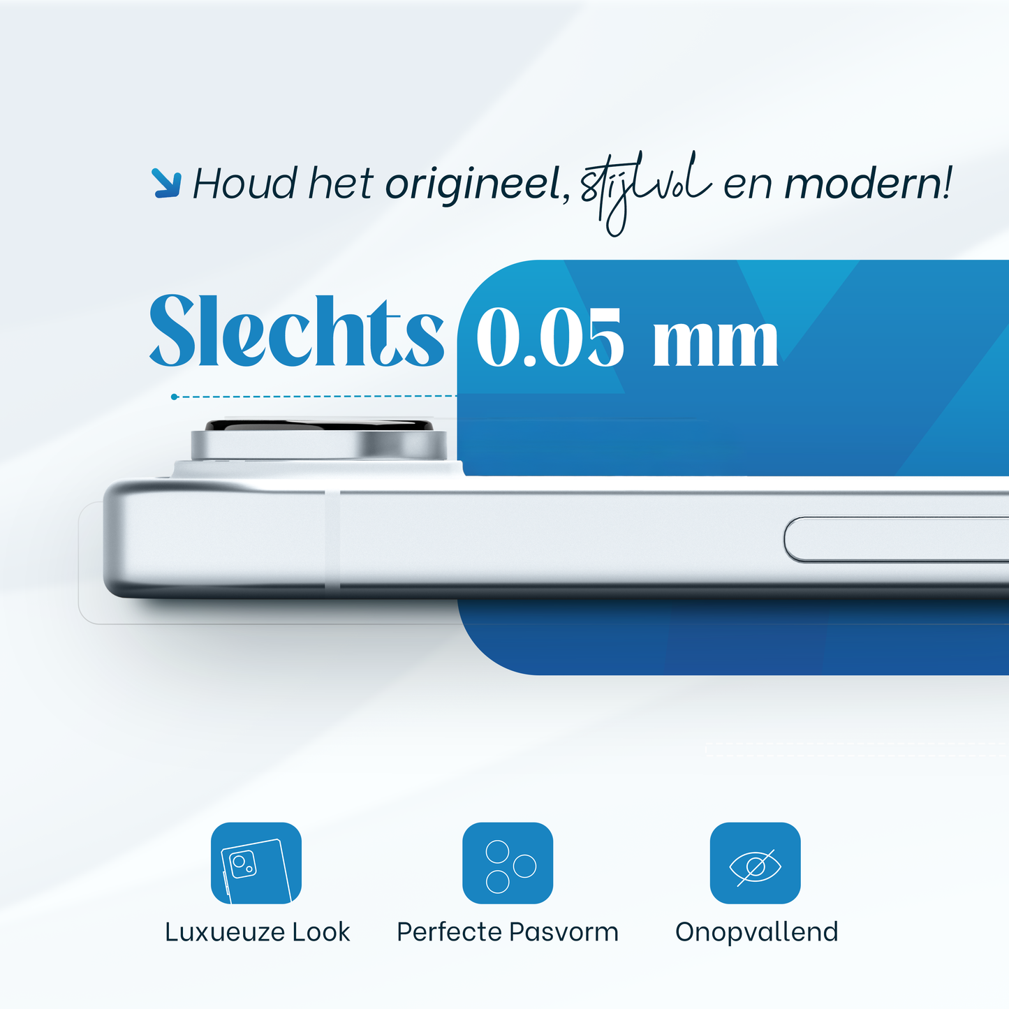 REOVO Camera Protector – Geschikt voor iPhone AIR - 0.05mm Slim Fit – Hemels Blauw -Titanium Frame – Anti-Kras & Schokbestendig