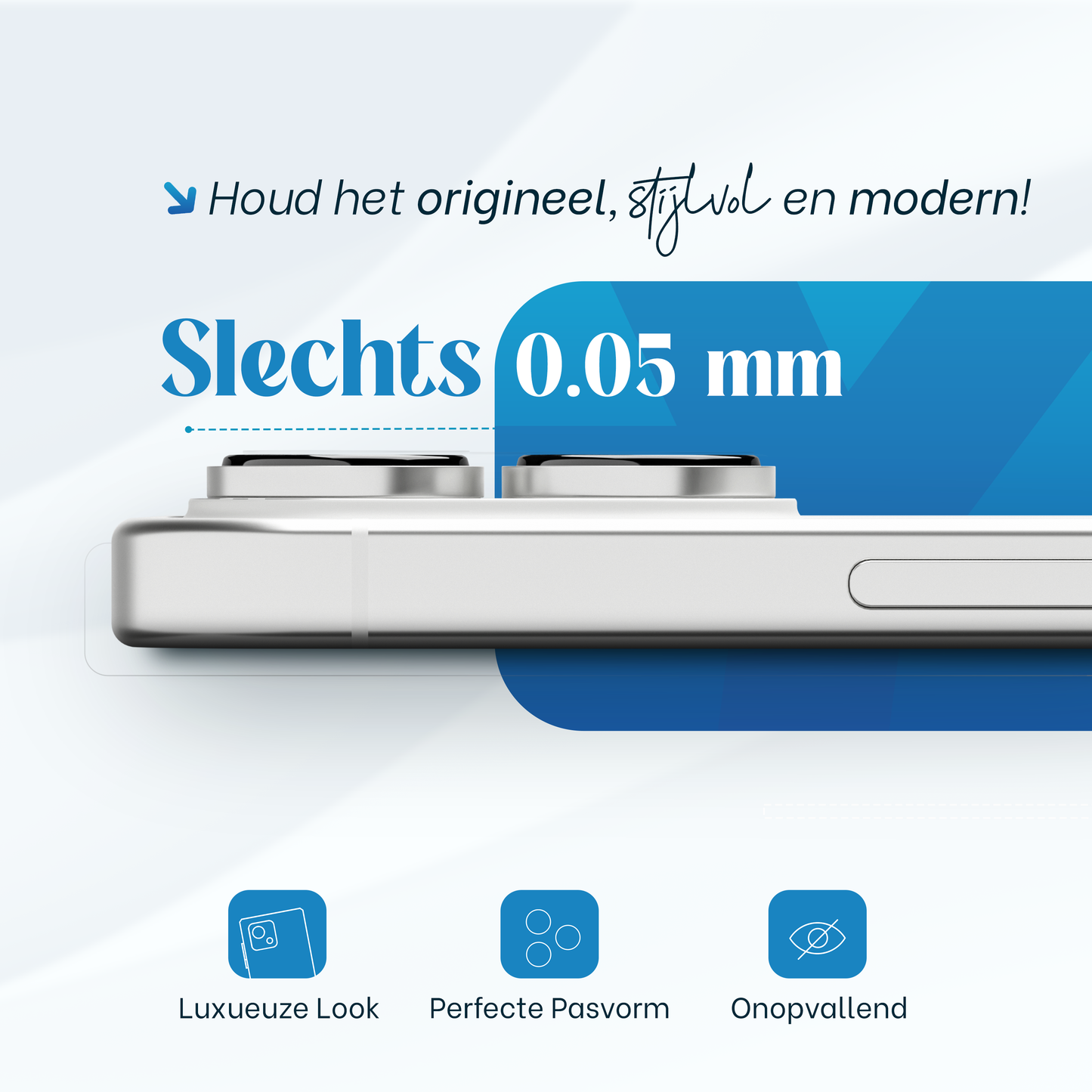 REOVO Camera Protector – Geschikt voor iPhone 17 - 0.05mm Slim Fit – Wit Zilver -Titanium Frame – Anti-Kras & Schokbestendig