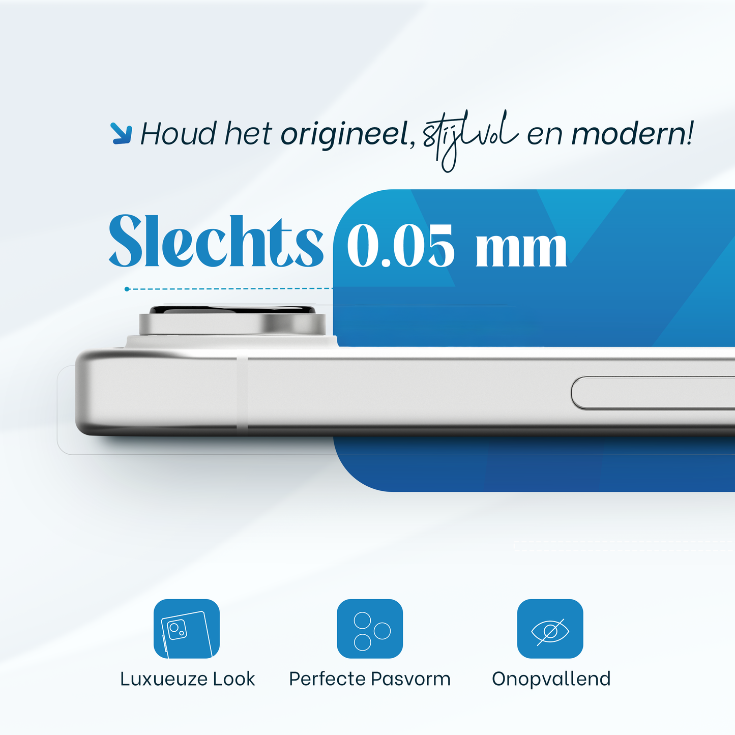 REOVO Camera Protector – Geschikt voor iPhone AIR - 0.05mm Slim Fit – Wolken wit -Titanium Frame – Anti-Kras & Schokbestendig
