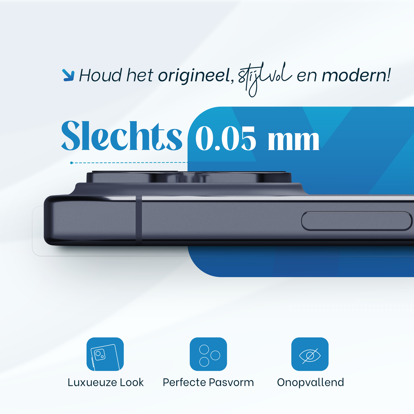 REOVO Camera Protector – Geschikt voor iPhone 17 Pro - 0.05mm Slim Fit – Diep Blauw -Titanium Frame – Anti-Kras & Schokbestendig