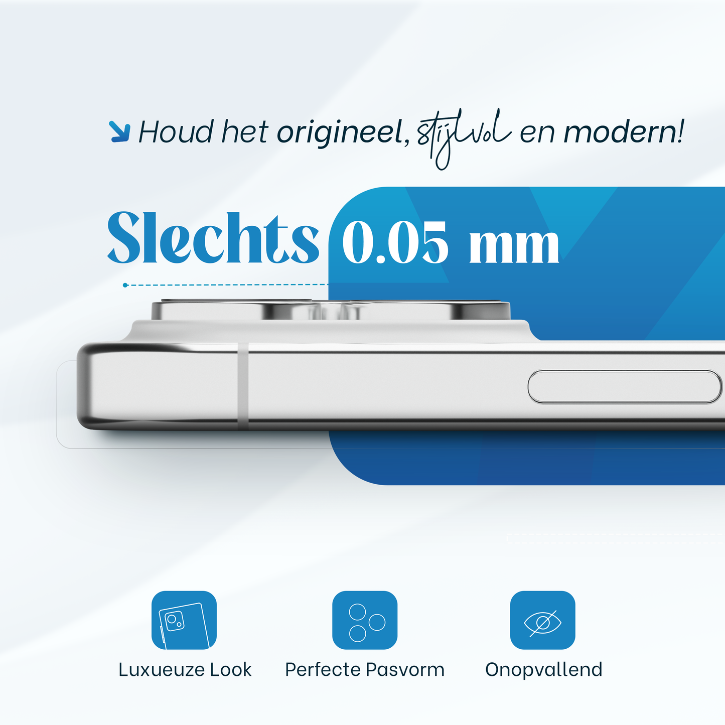 REOVO Camera Protector – Geschikt voor iPhone 17 Pro - 0.05mm Slim Fit – Wit Zilver -Titanium Frame – Anti-Kras & Schokbestendig