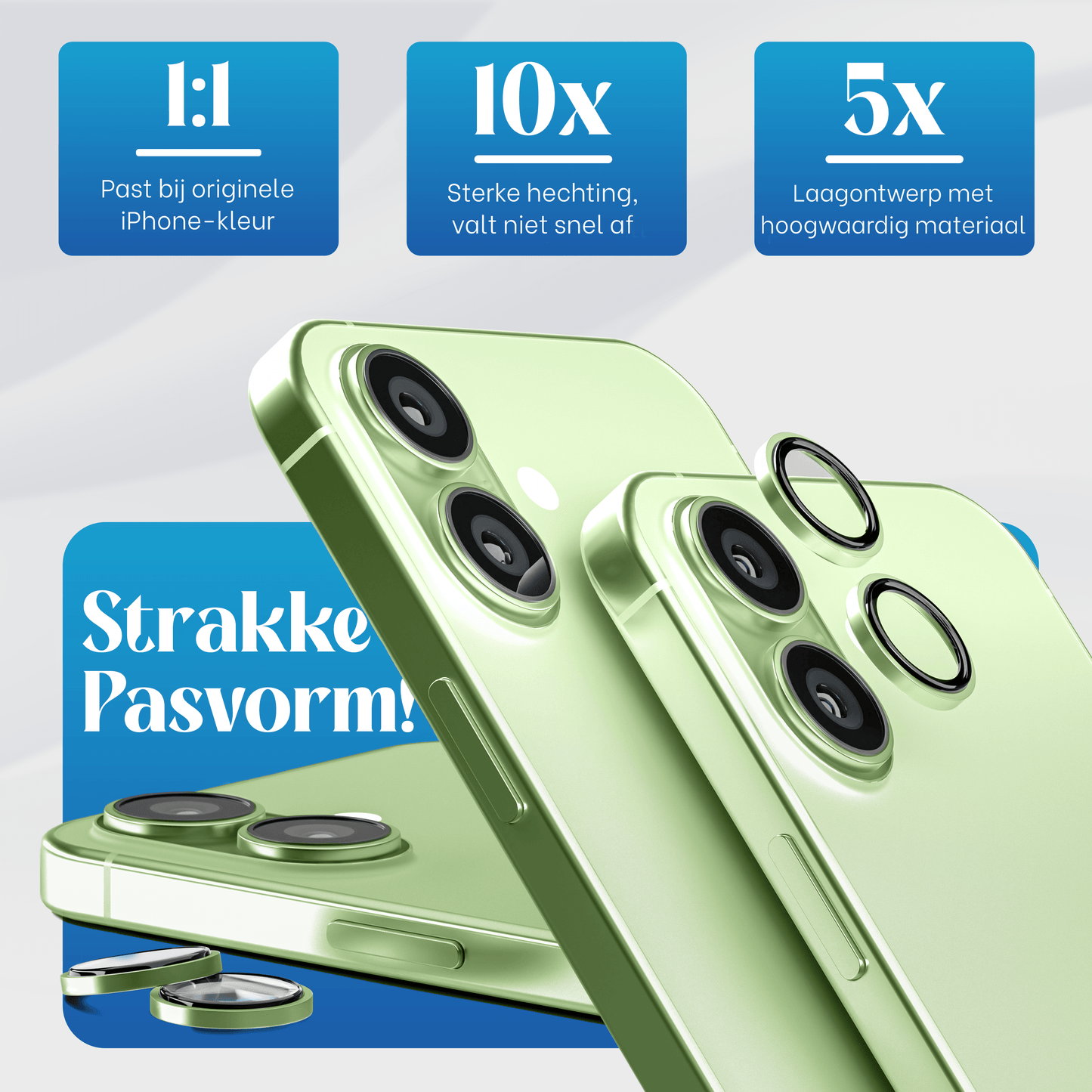 REOVO Camera Protector – Geschikt voor iPhone 17 - 0.05mm Slim Fit – Salie groen -Titanium Frame – Anti-Kras & Schokbestendig